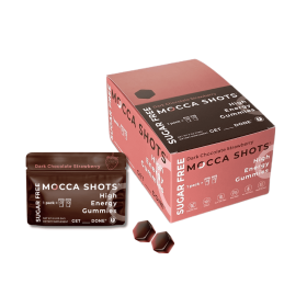 Seattle Gummy Company, Sugar Free Mocca Shots Energy Gummies with Caffeine | 12-Pack - Dark Chocolate Strawberry