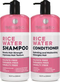Rice Water Shampoo and Conditioner Set Sulfate Free for Thin and Fine Hair Fuller Thickening Formula for Women and Men With Strengthening Saw Palmetto
