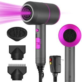 1800W Hair Dryer Portable Compact Hair Blow Dryer with Cool/Warm/Hot Wind with Diffuser Concentrator/Comb Nozzle ALCI Plug Overheat Protection for Wom (Color: Grey)